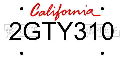 2GTY310 California License Plate