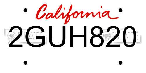2GUH820 California License Plate