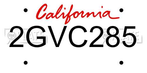 2GVC285 California License Plate