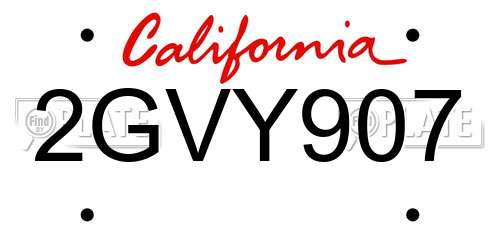 2GVY907 California License Plate