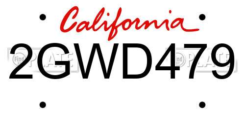 2GWD479 California License Plate