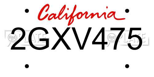 2GXV475 California License Plate