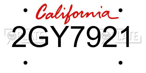 2GY7921 California License Plate