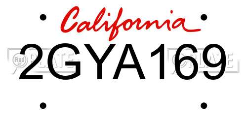 2GYA169 California License Plate