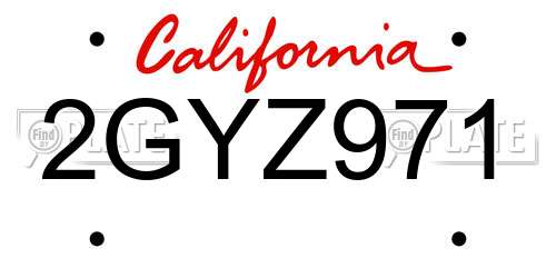 2GYZ971 California License Plate