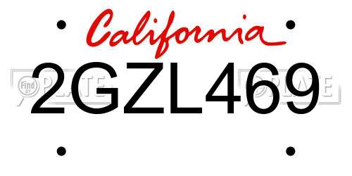 2GZL469 California License Plate