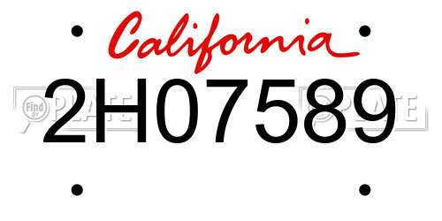 2H07589 California License Plate