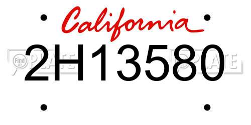 2H13580 California License Plate