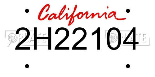2H22104 California License Plate