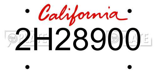 2H28900 California License Plate