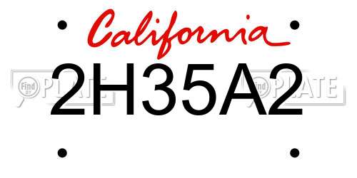 2H35A2 California License Plate
