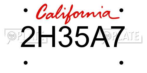 2H35A7 California License Plate