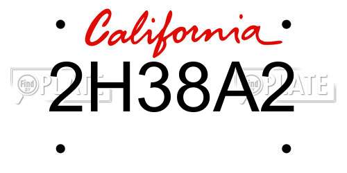 2H38A2 California License Plate