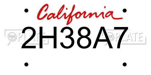 2H38A7 California License Plate