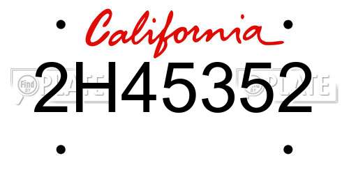 2H45352 California License Plate