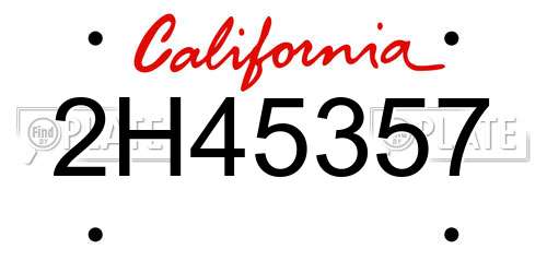 2H45357 California License Plate