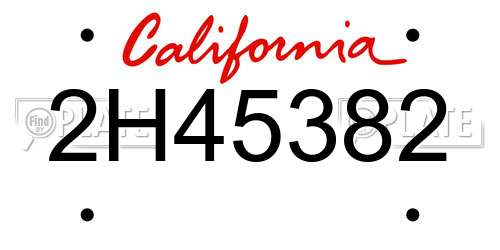 2H45382 California License Plate