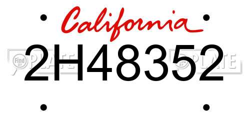 2H48352 California License Plate
