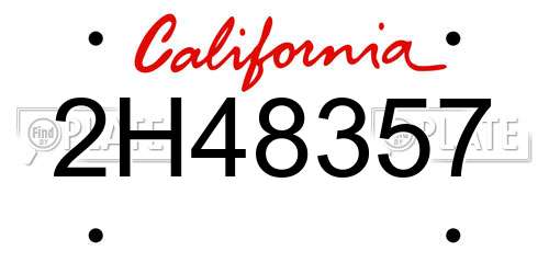 2H48357 California License Plate