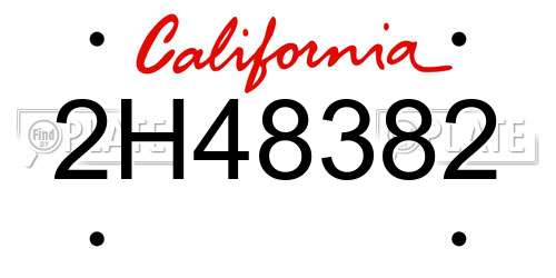 2H48382 California License Plate