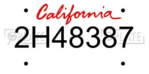 2H48387 California License Plate