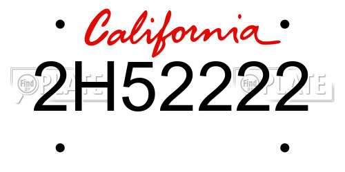 2H52222 California License Plate