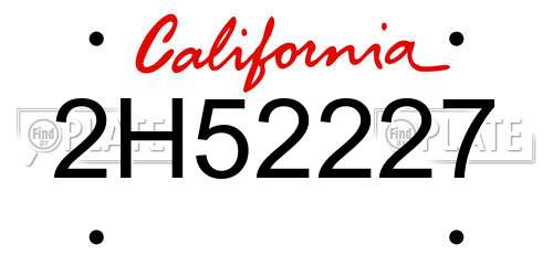 2H52227 California License Plate