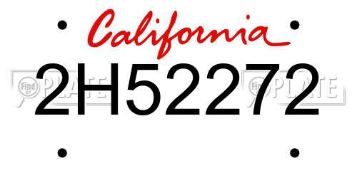 2H52272 California License Plate