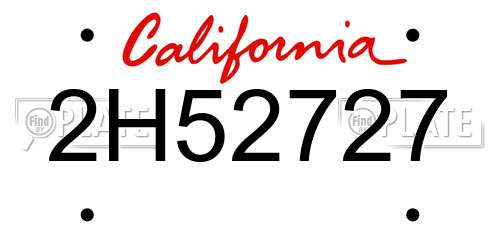 2H52727 California License Plate