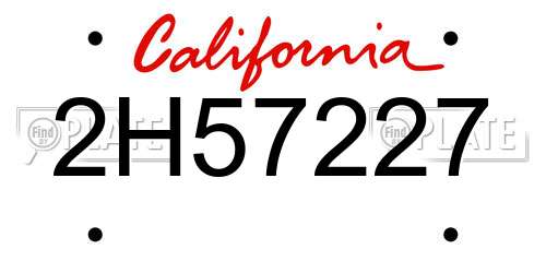 2H57227 California License Plate