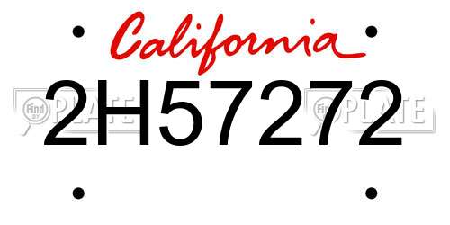 2H57272 California License Plate