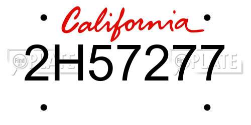 2H57277 California License Plate