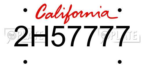 2H57777 California License Plate