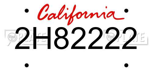 2H82222 California License Plate