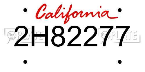 2H82277 California License Plate