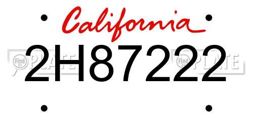 2H87222 California License Plate