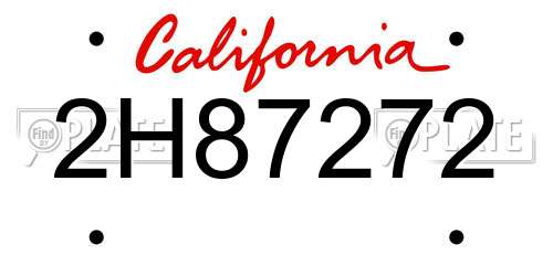 2H87272 California License Plate