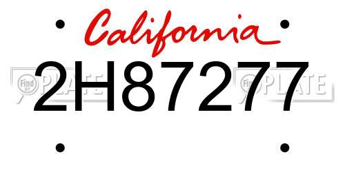 2H87277 California License Plate