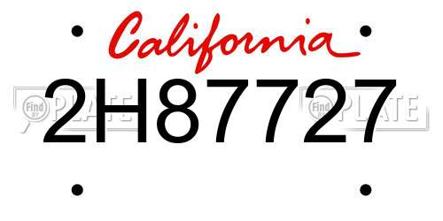 2H87727 California License Plate