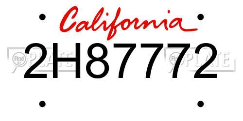 2H87772 California License Plate