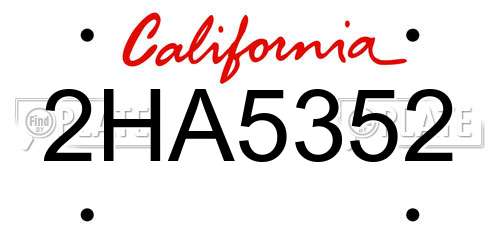 2HA5352 California License Plate