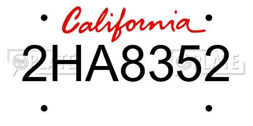 2HA8352 California License Plate