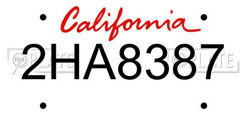 2HA8387 California License Plate