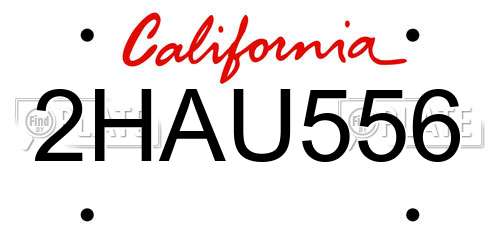 2HAU556 California License Plate