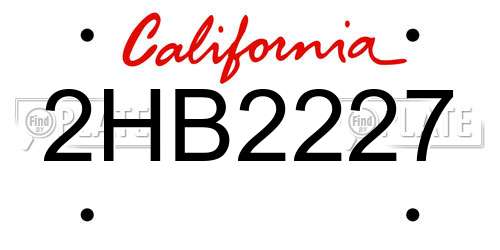 2HB2227 California License Plate