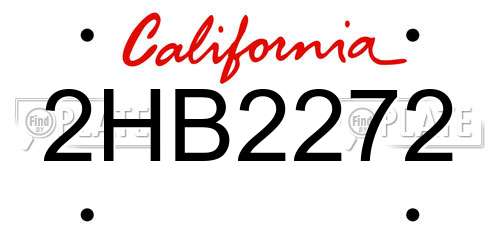2HB2272 California License Plate
