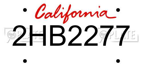 2HB2277 California License Plate