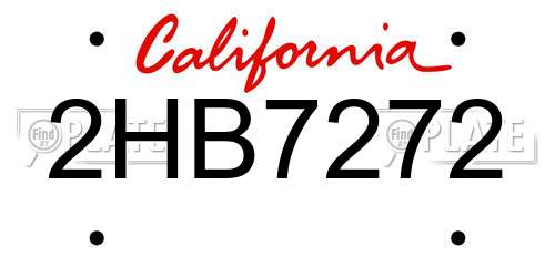2HB7272 California License Plate