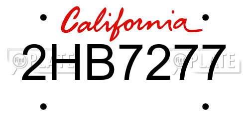 2HB7277 California License Plate