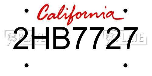 2HB7727 California License Plate